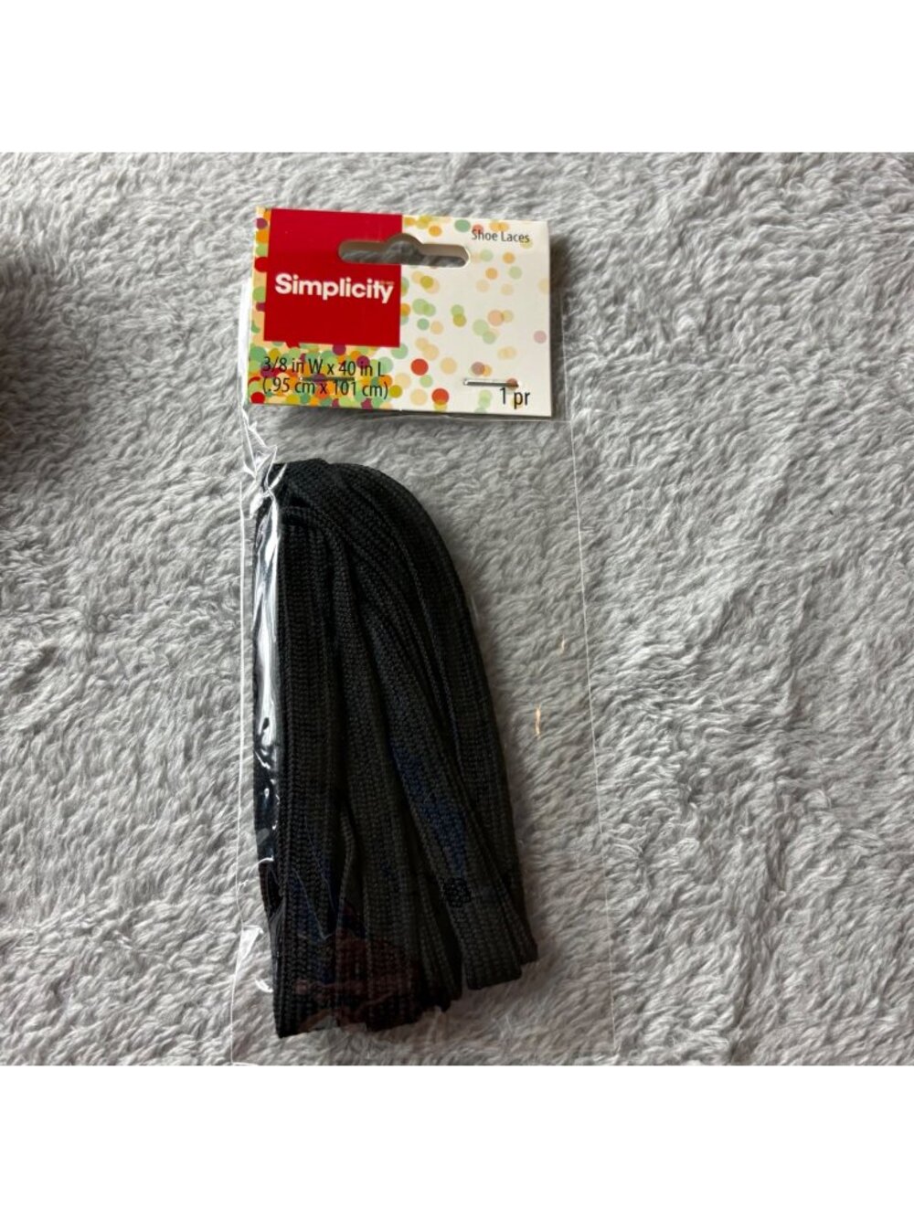 Simplicity Black Shoelaces Lot of 3 New 3/8 in w x 40 in L